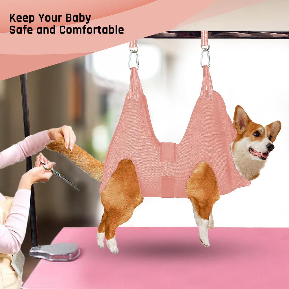Potens' Pet grooming hammock in action during a nail trimming session.