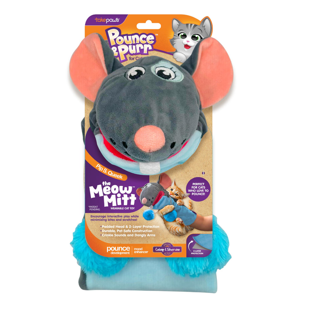 Pounce & Purr Meow Mitt provides 2-layer protection during energetic play sessions.