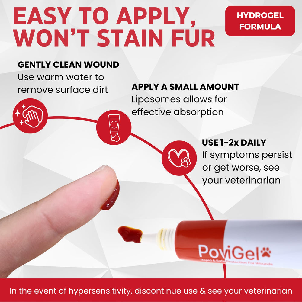 PoviGel-packaging-front-view shows compact, easy-to-store packaging for pet care on the go