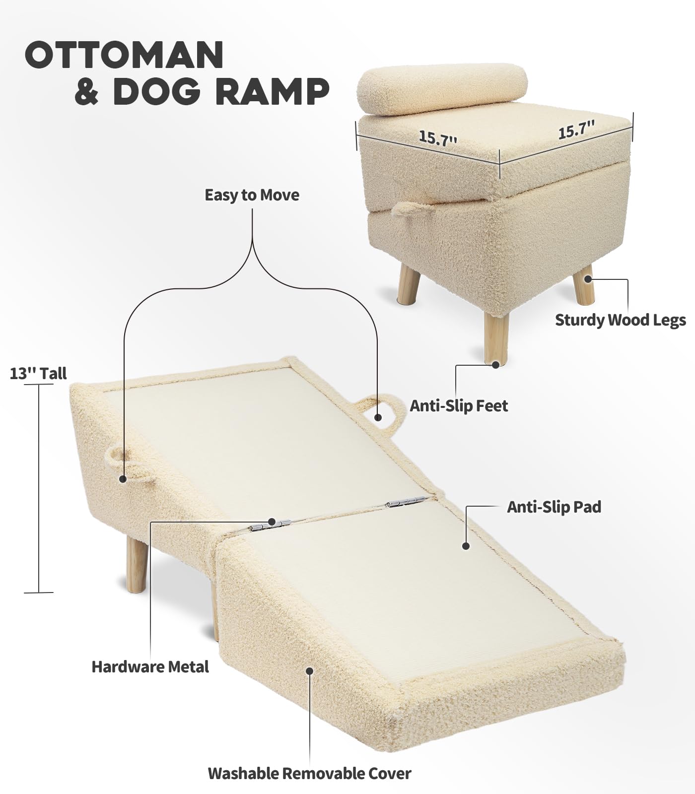 Powerful Xishan dog stairs on low bed for gentle ascent