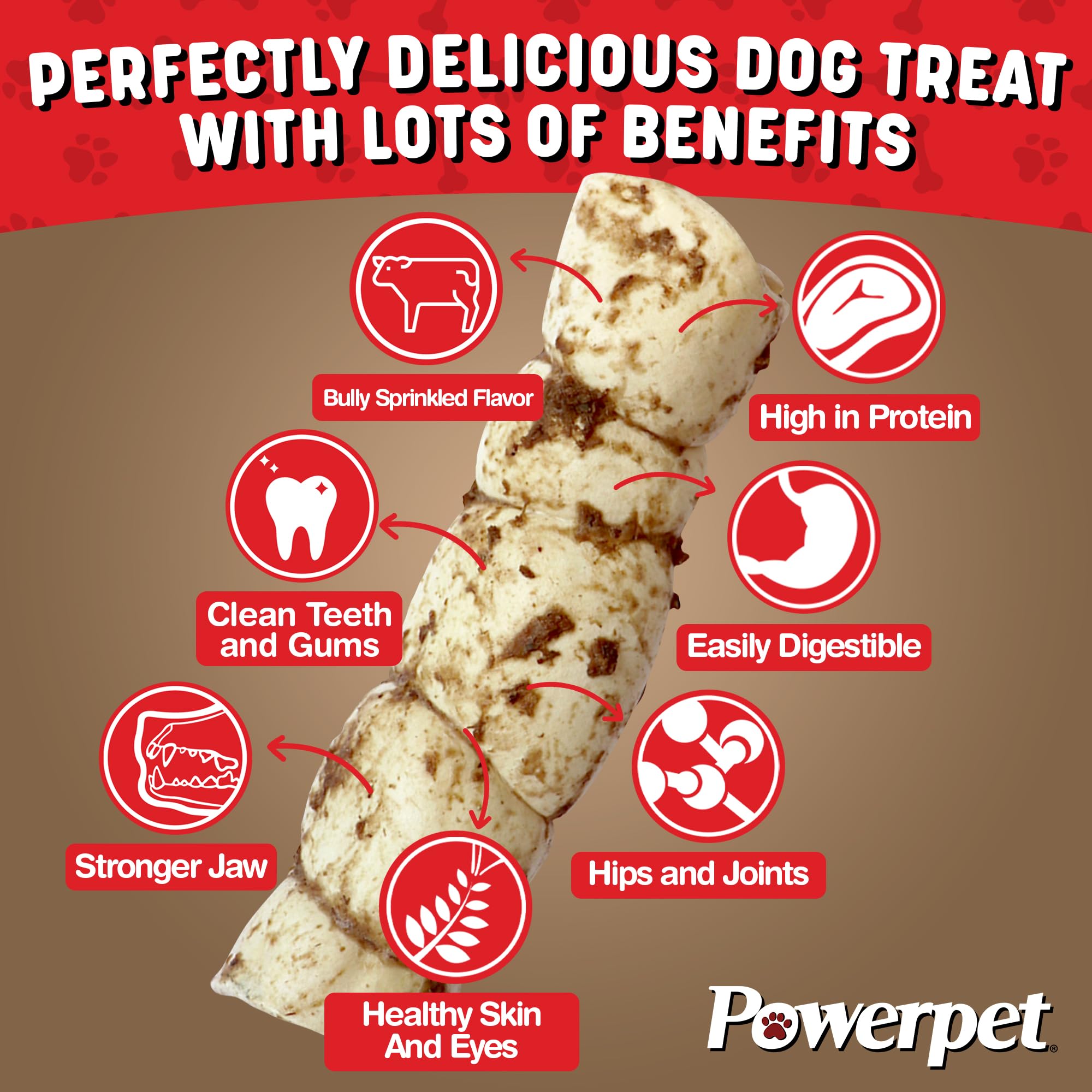 Powerpet Bully Sprinkle Flavor closeup highlights irresistible taste for dogs.