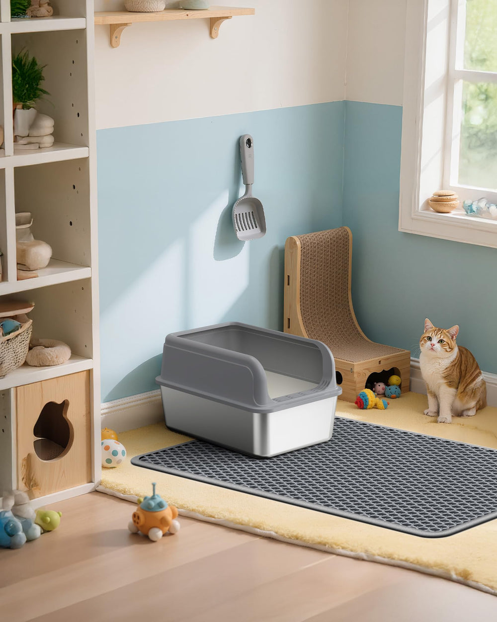 Powools diseño gris práctico combina con cualquier hogar y reduce desorden.