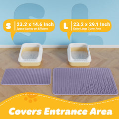 Powools cat litter mat purple envelope-design shows convenient disposal and mess reduction.