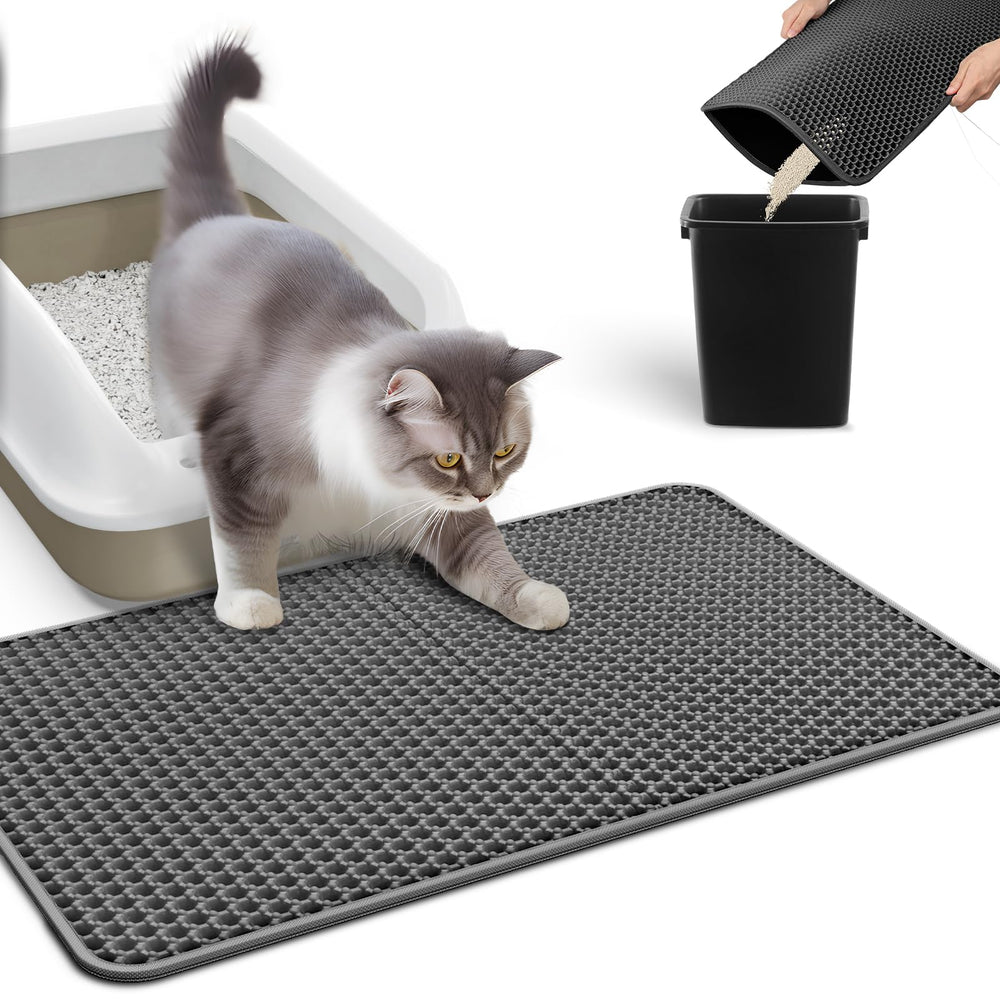 Powools alfombra para arena de gatos, doble capa, captura arena y facilita la limpieza.