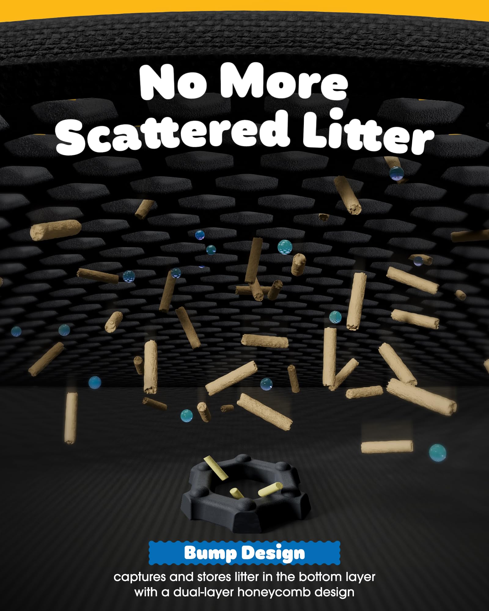 Powools cat litter mat double layer traps litter and reduces mess.