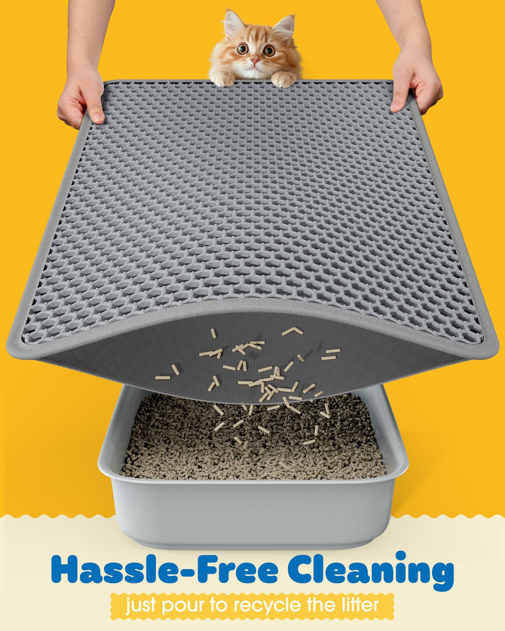 Powools Cat Litter Mat EVA material offers soft, non-toxic paw-friendly touch.