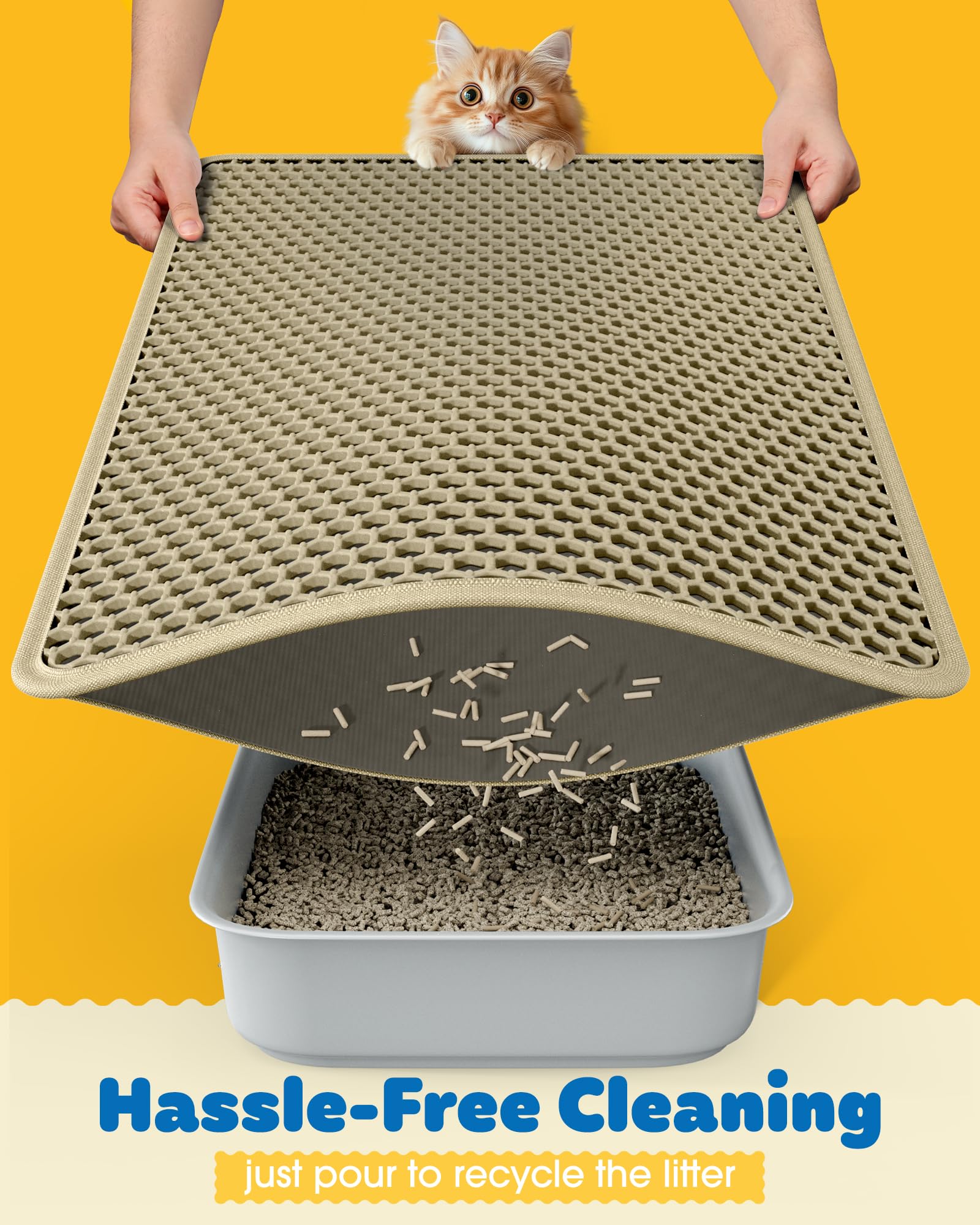 Powools cat litter mat EVA material is ultra-soft and paw-friendly