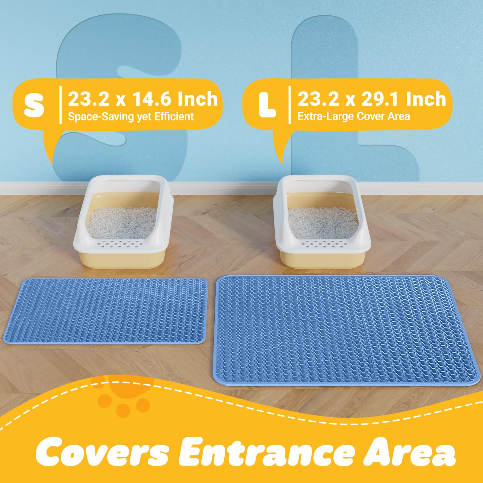 Powools cat litter mat waterproof bottom view reduces urine reach and simplifies cleaning.