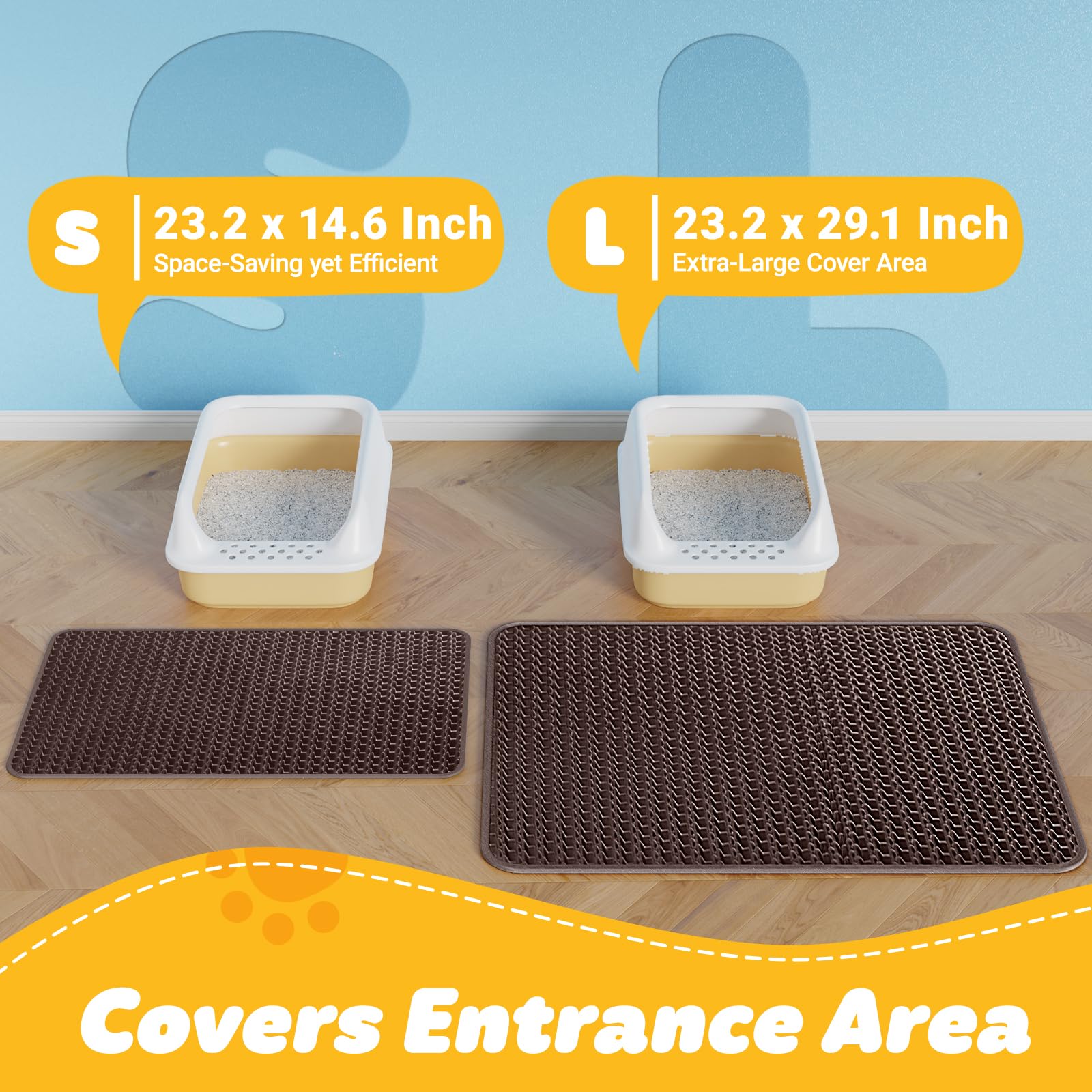 Powools cat litter mat with waterproof bottom protects floors from spills.