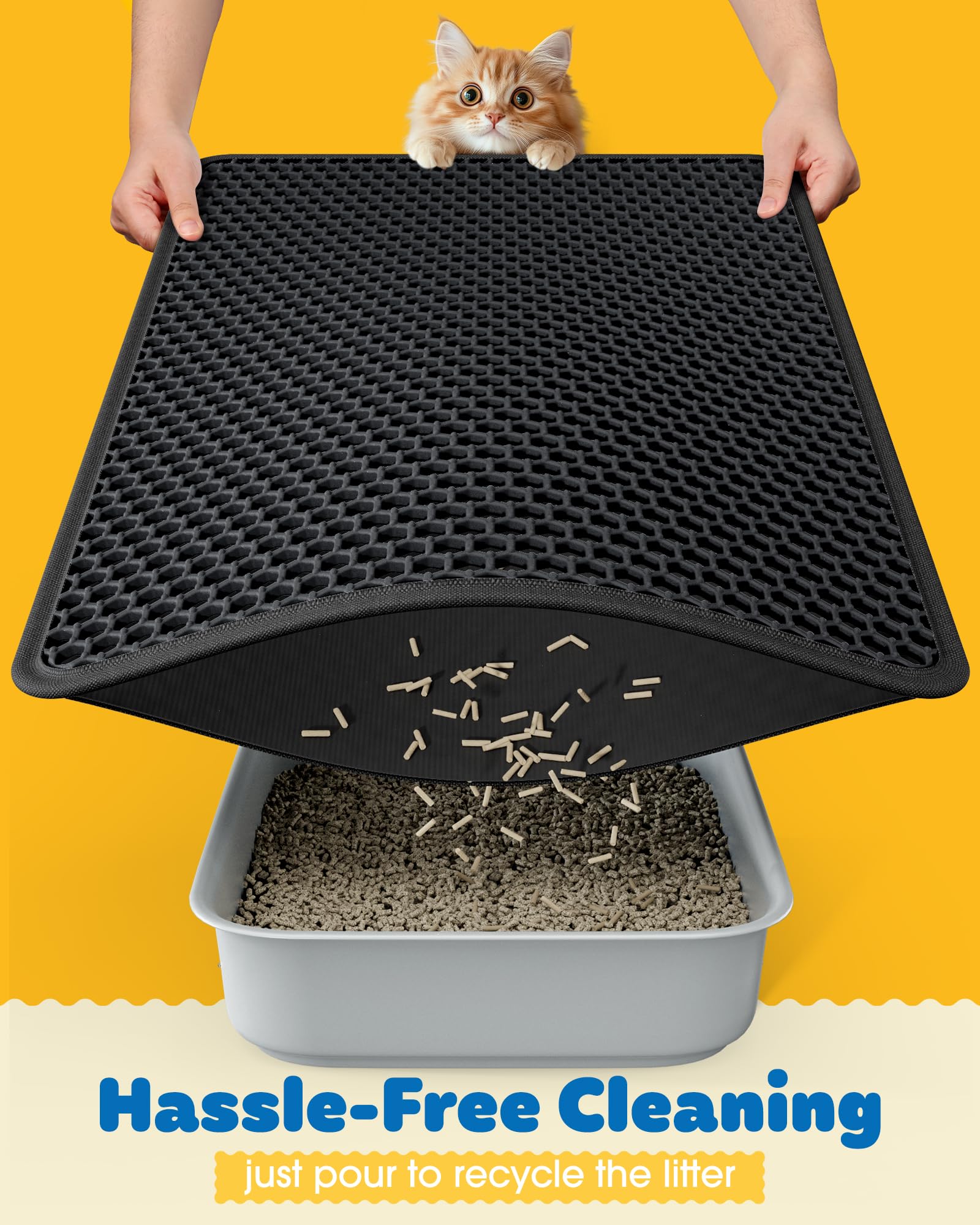 Powools cat litter mat waterproof bottom keeps floors dry.