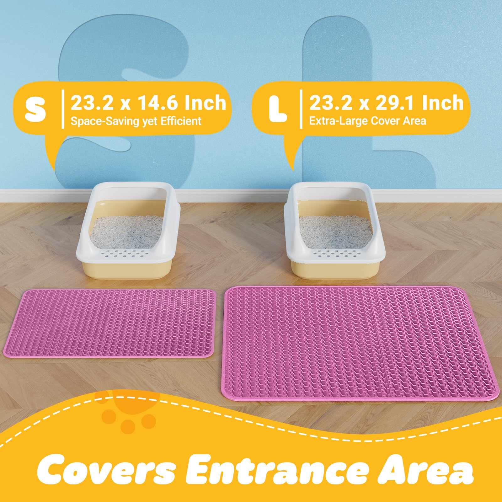 Powools cat litter mat waterproof bottom prevents spills, protecting floors and easing maintenance.