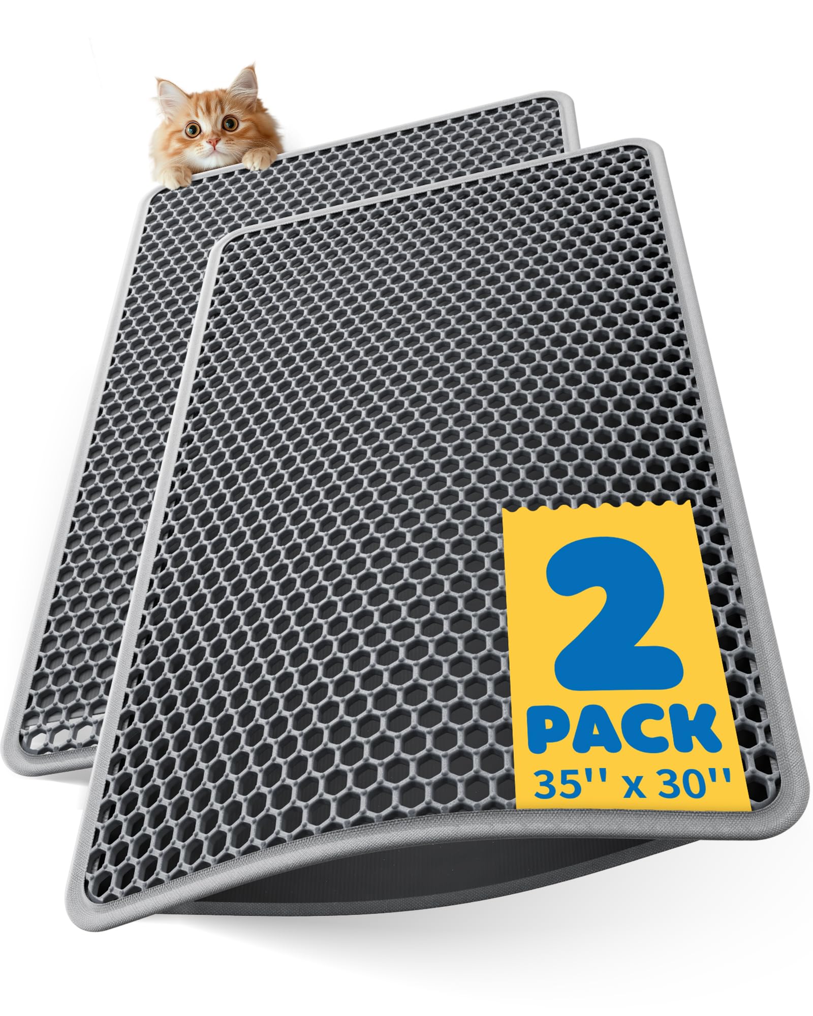 Powools cat mats double-layer top view reduces litter tracking for tidy floors.