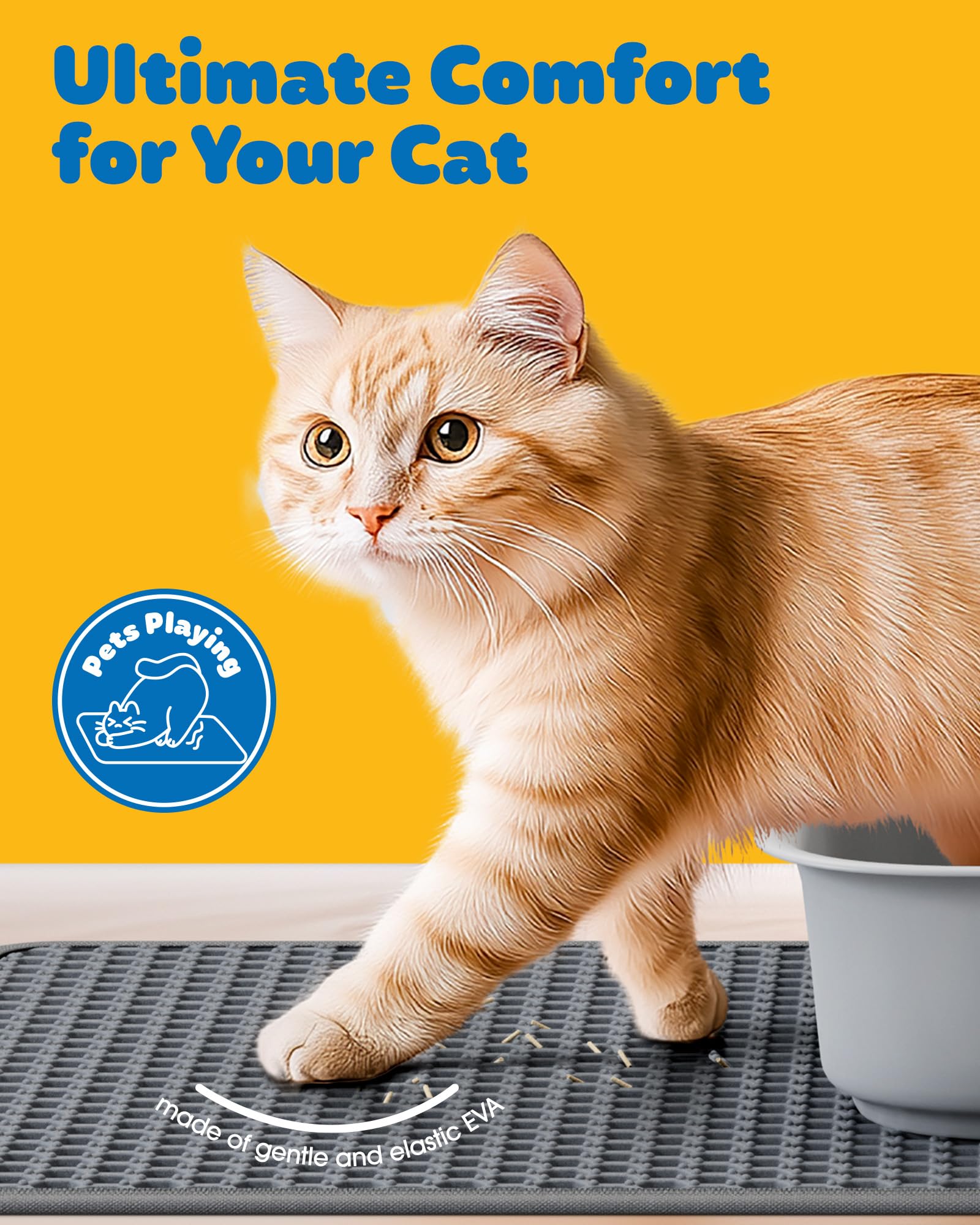 Powools cat mats easy-clean tilt demonstrates quick litter recovery back to box.