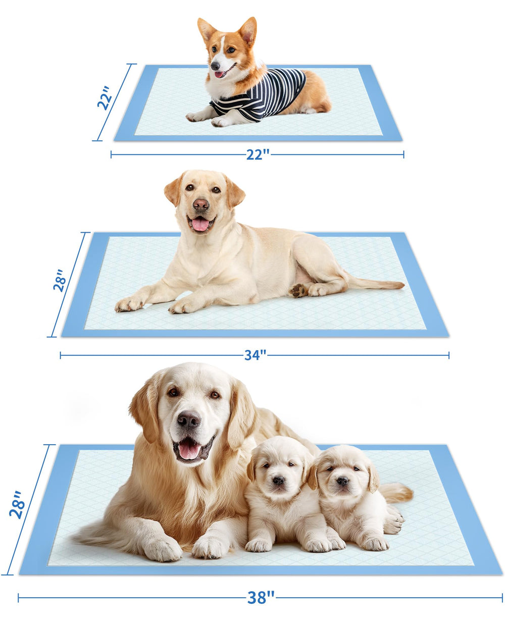 Powools large pads are suitable for puppies, adults, and seniors during extended indoor care.