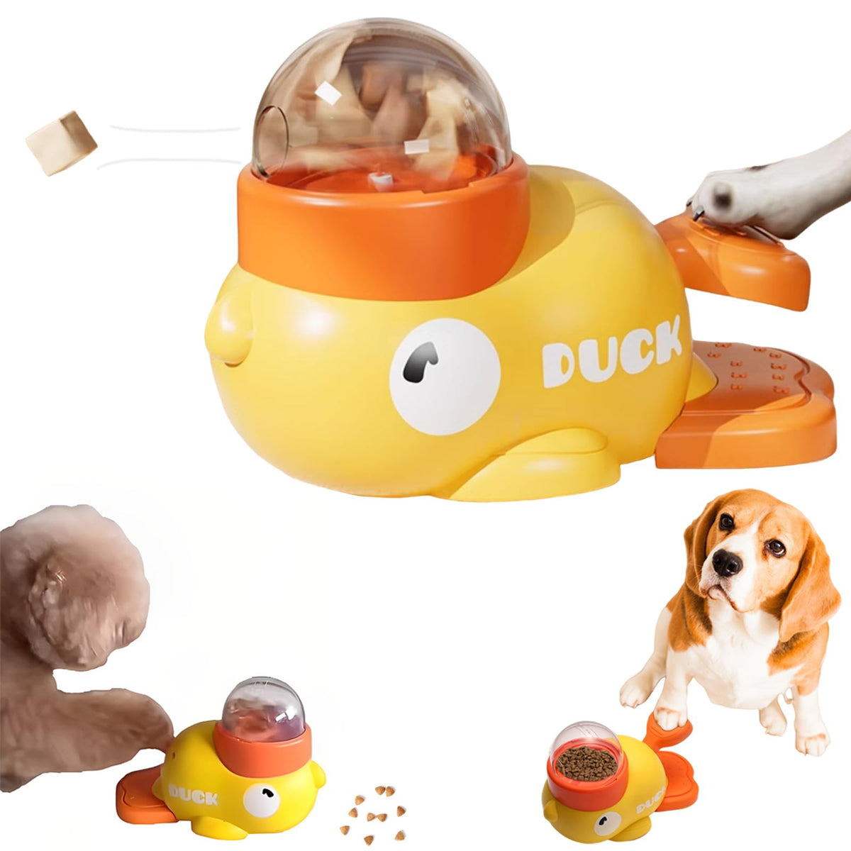 POYIPI interactive dog treat dispenser with duck design engages dogs in puzzle play