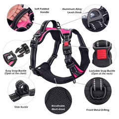 PoyPet reflective stitching harness pink XL enhances night visibility during evening strolls.