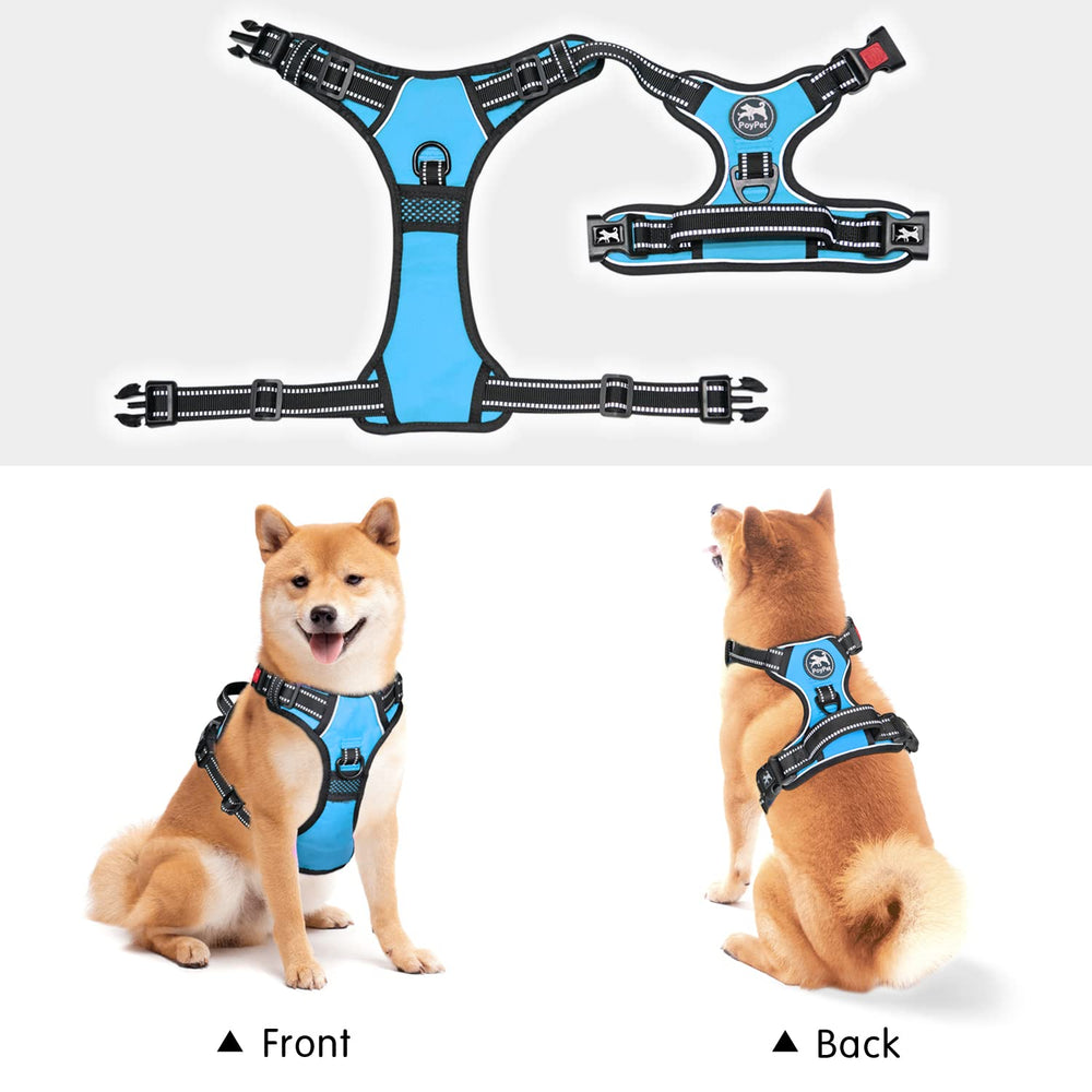 PoyPet No Pull Harness four-way adjustable straps for a custom fit