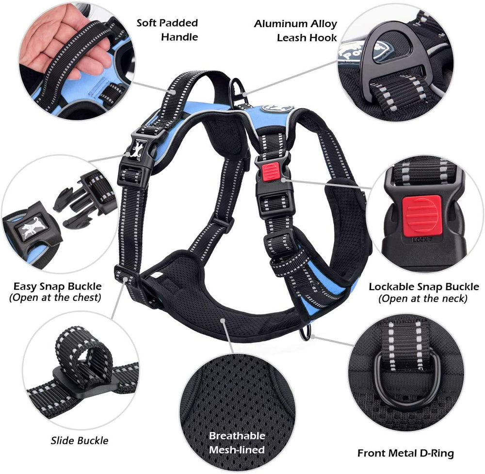 PoyPet No Pull Harness easy-on-off belly buckles and neckline snap