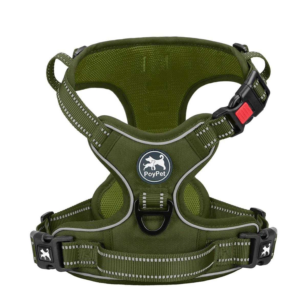 PoyPet No Pull Harness front D-ring demonstrates training-friendly control during walks.