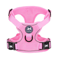 PoyPet reflective soft mesh harness in light pink improves evening visibility.