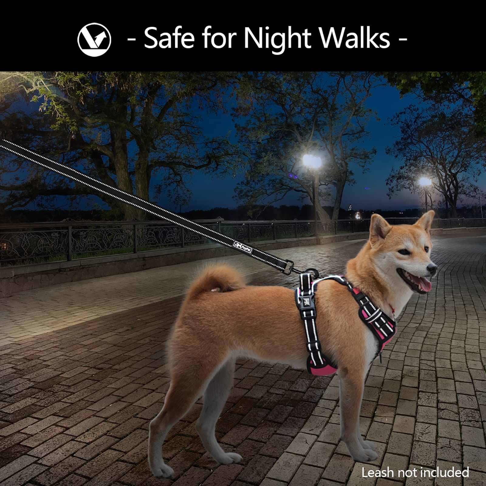 PoyPet soft mesh padded harness provides breathable comfort.