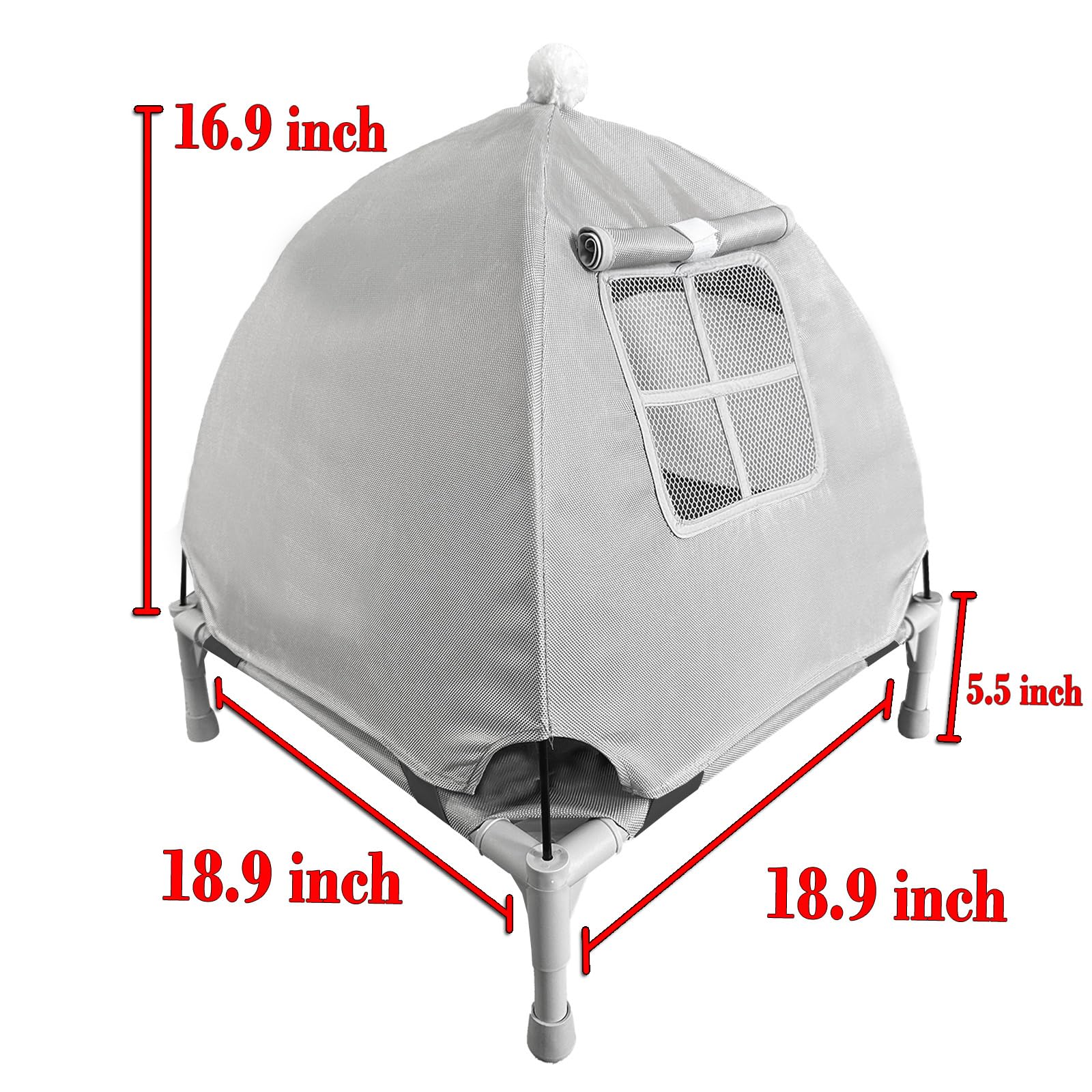 Pozico elevated pet bed canine-puppy-canopy offers windproof shelter for indoor or outdoor use.