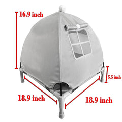 Pozico elevated pet bed canine-puppy-canopy offers windproof shelter for indoor or outdoor use.