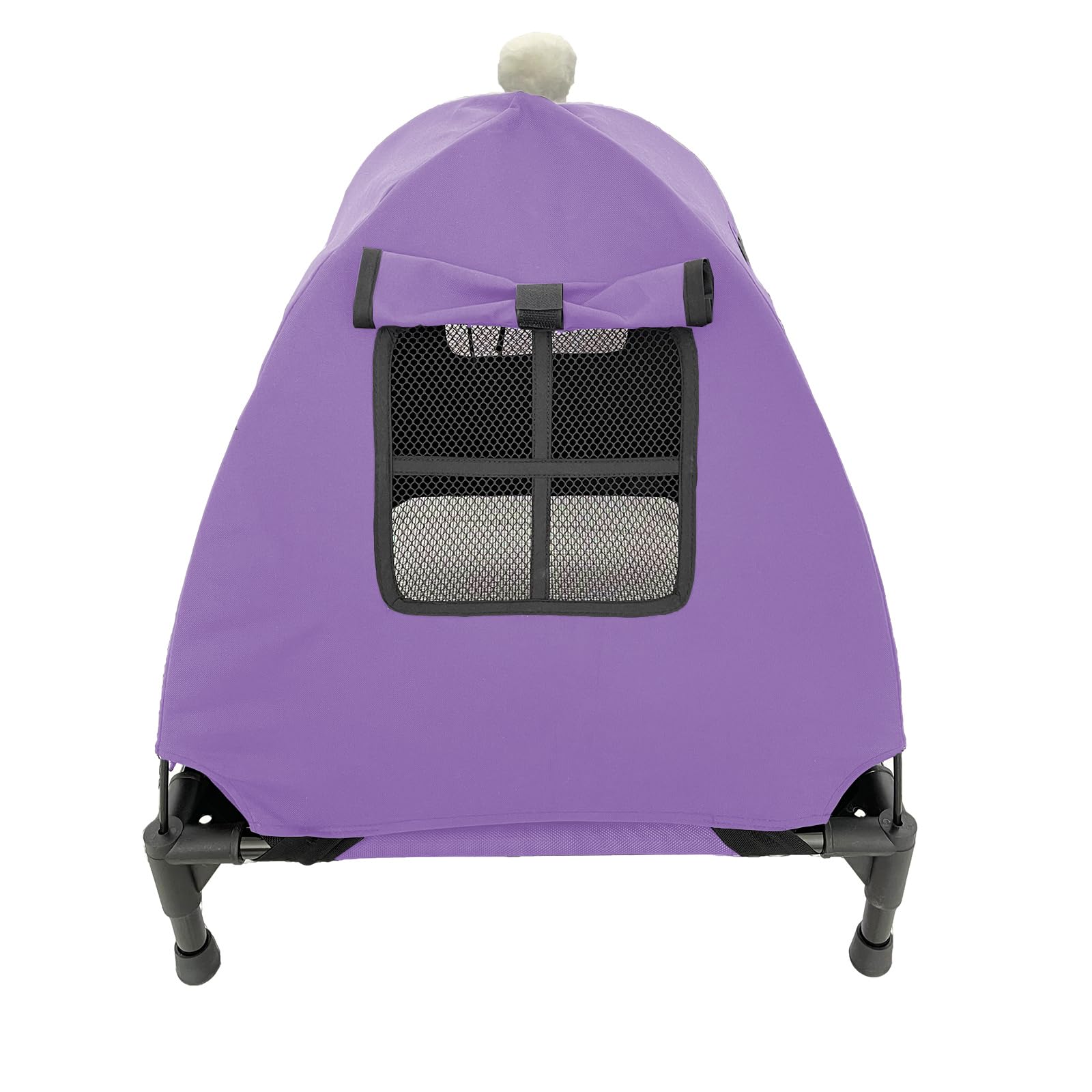 Pozico elevated pet bed canopy windproof offers shade and warmth when desired.