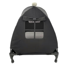 Pozico bed features windproof canopy for shade and warmth