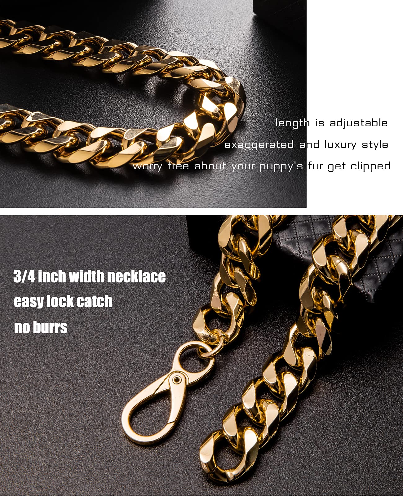 PP COLOR Gold Chain Dog Collar packaging ready for gifting