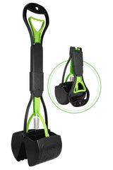 PPOGOO non-breakable pooper scooper with long handle for quick backyard cleanup.