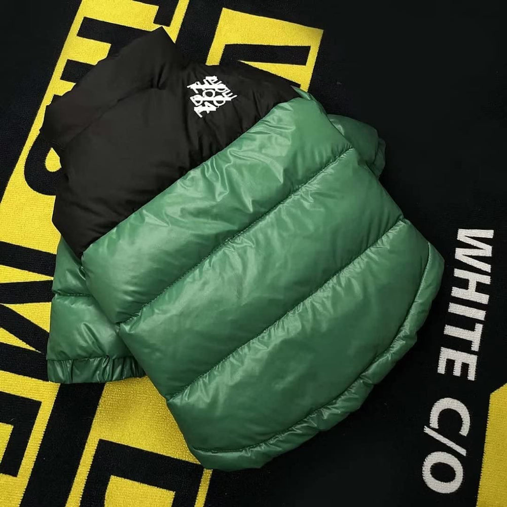 PQIQP bottom opening design on green dog coat aids quick potty breaks