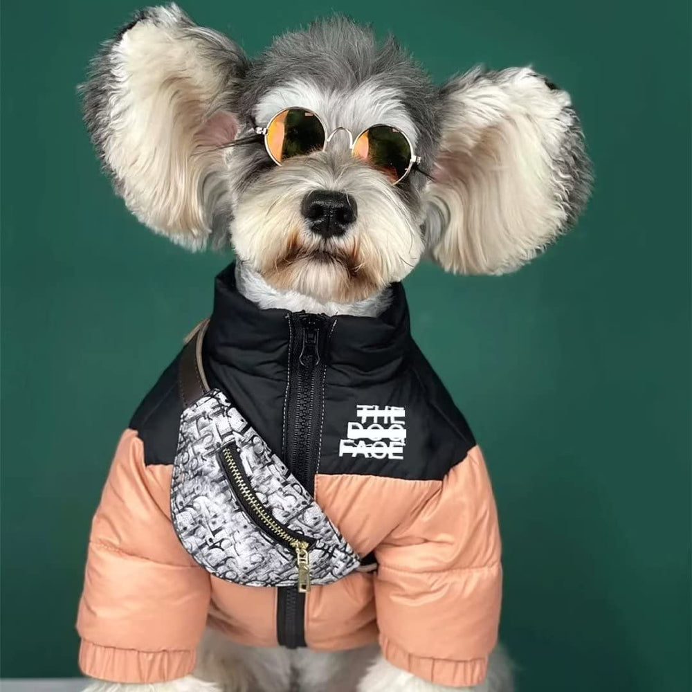 pqiqp dog winter coat pink small front view highlights soft duck down warmth