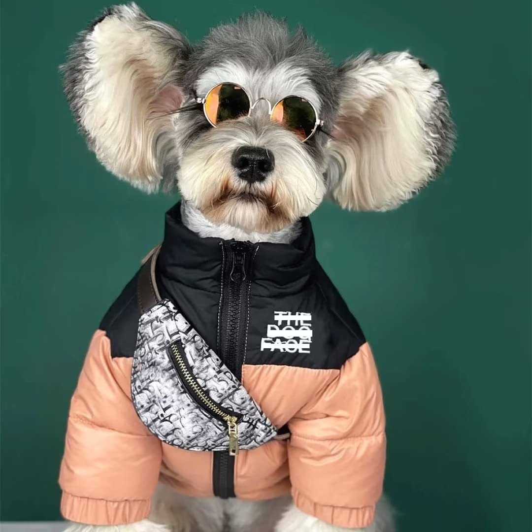 PQIQP dog winter coat pink XL front view for warmth and easy on/off.
