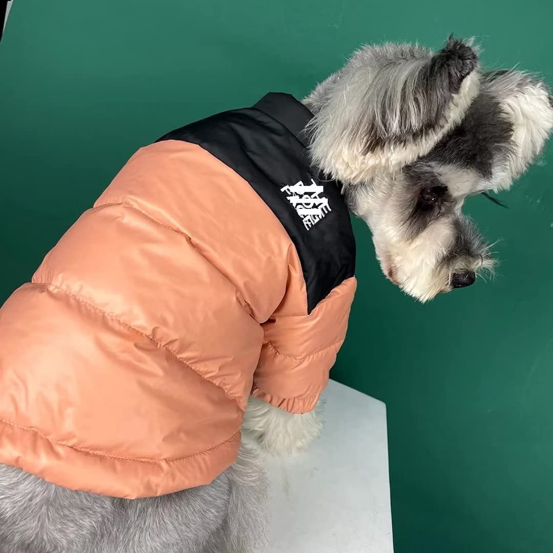 PQIQP dog winter coat pink XL side view shows adjustable hem for snug fit.