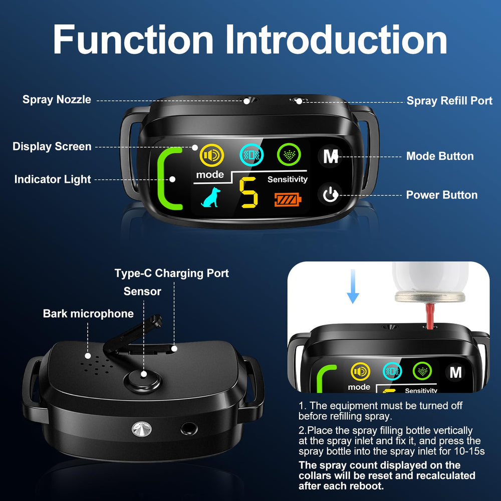 PQJDFX beep-vibration-spray-modes-demo illustrates versatile training options on the collar.