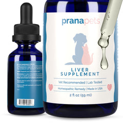PranaPets Liver Supplement bottle ready for easy daily dosing and digestive balance.