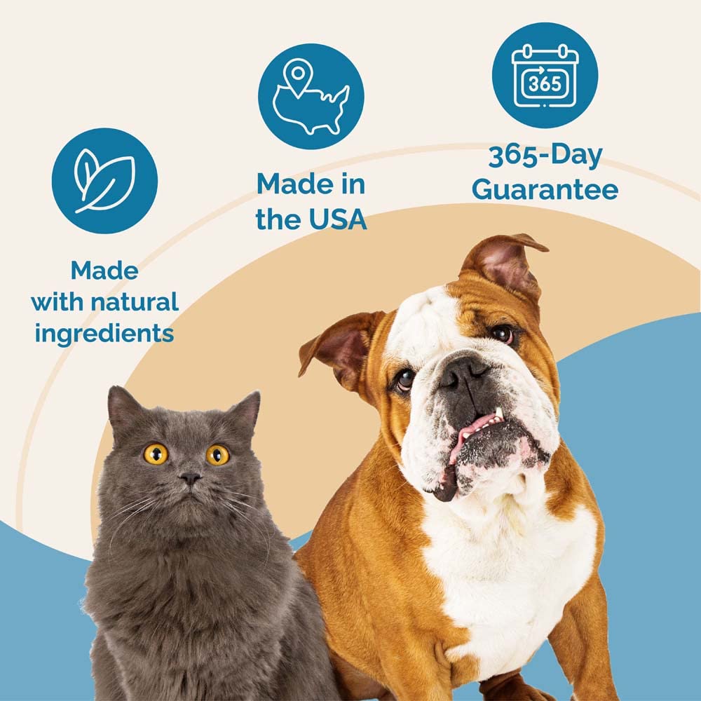 PranaPets US-made badge on packaging for trusted formulation.