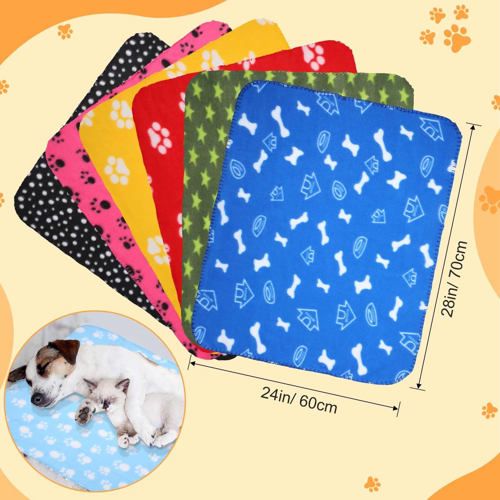 Preboun paw-pattern blanket keeps pets snug during nap or travel.