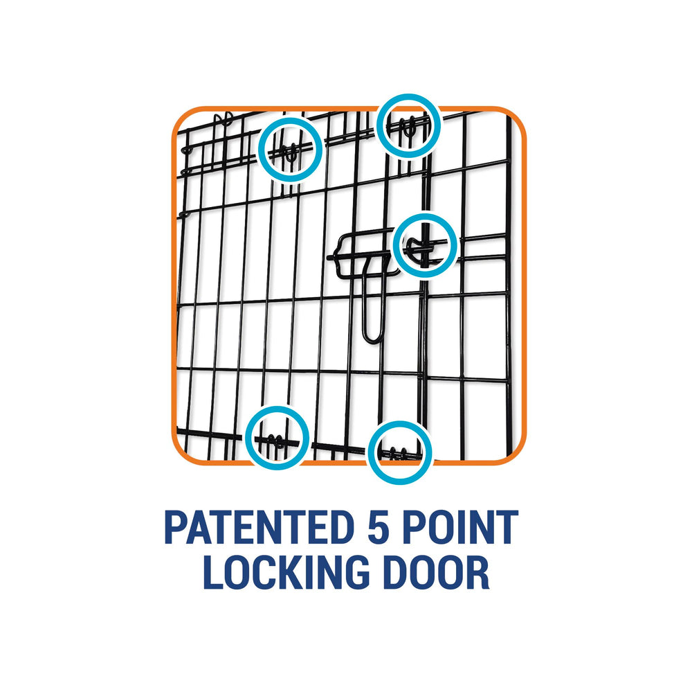 Precision Pet One Door Provalue crate with divider demonstrates interior adjustability for growing dogs.
