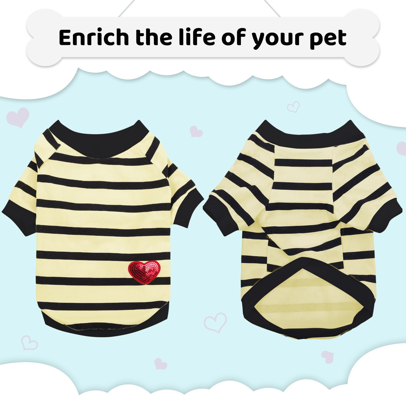 Uso diario de la camiseta rayas de Preferhouse para mascota en casa