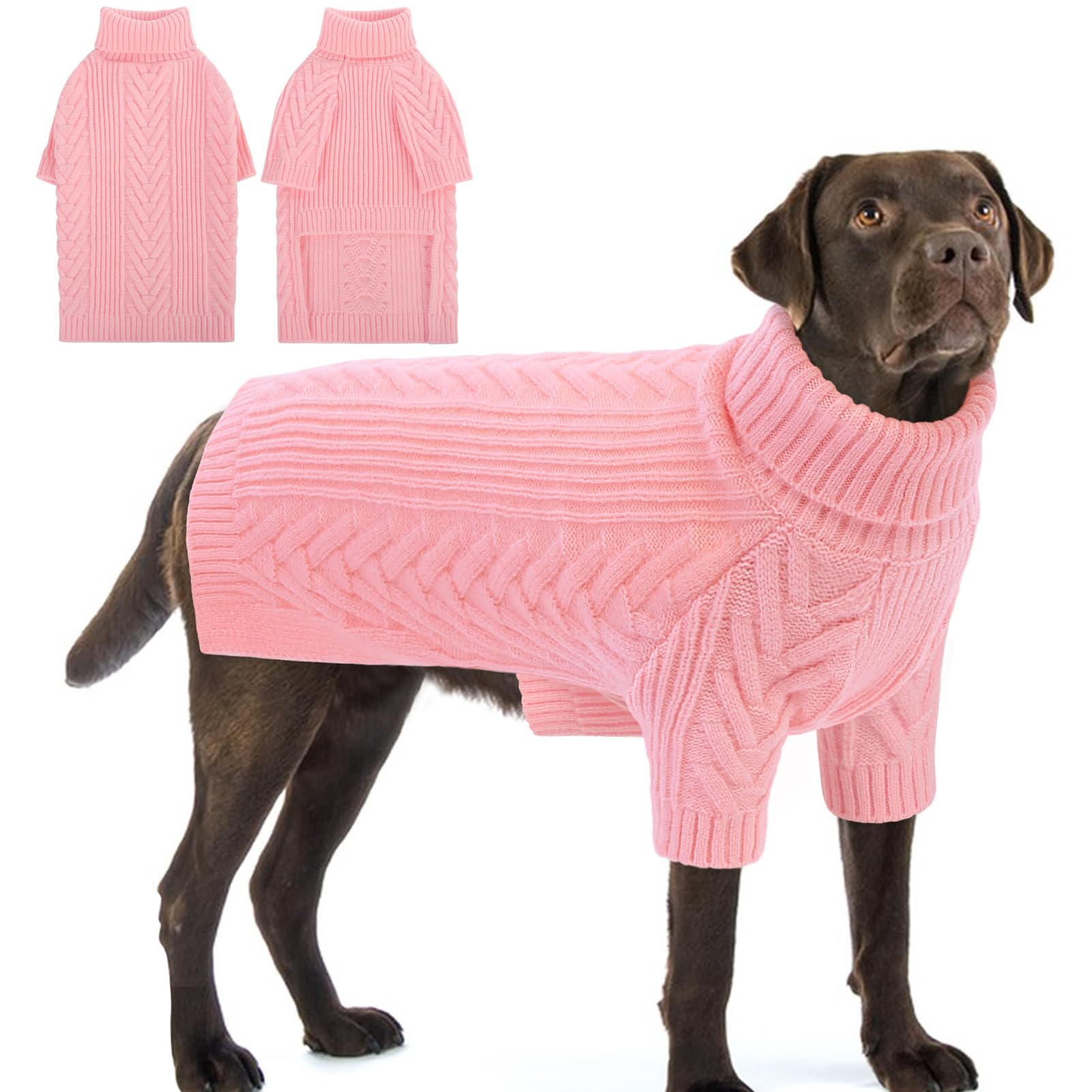 Preferhouse dog knitted sweater pink 2xl keeps medium to large dogs warm in cold walks