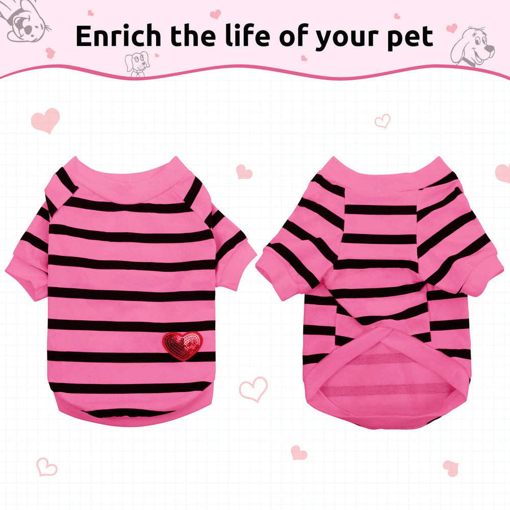 Preferhouse dog striped t-shirt size chart image helps choosing the right fit.