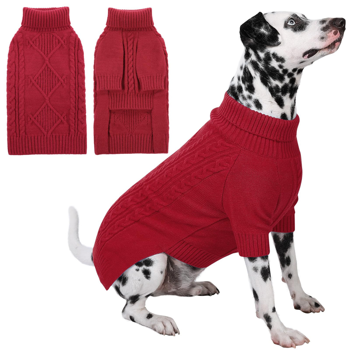 Preferhouse girls dog sweater front view in red for cozy chilly walks.