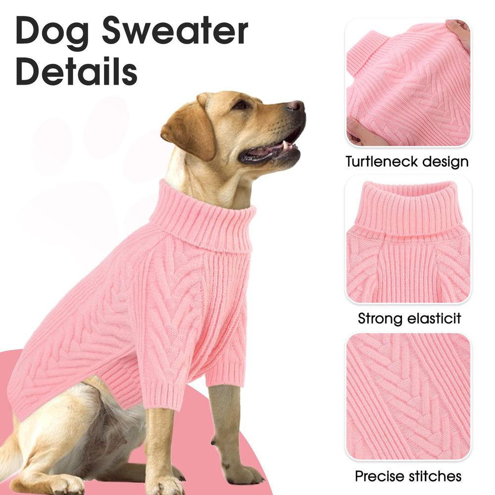 Preferhouse large-dog sweater model demonstrating comfortable wrap around neck and chest