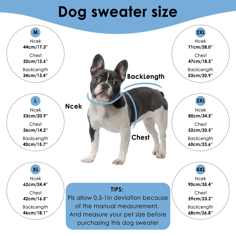 Preferhouse size-guide image explains M to 4XL fit for large breeds.