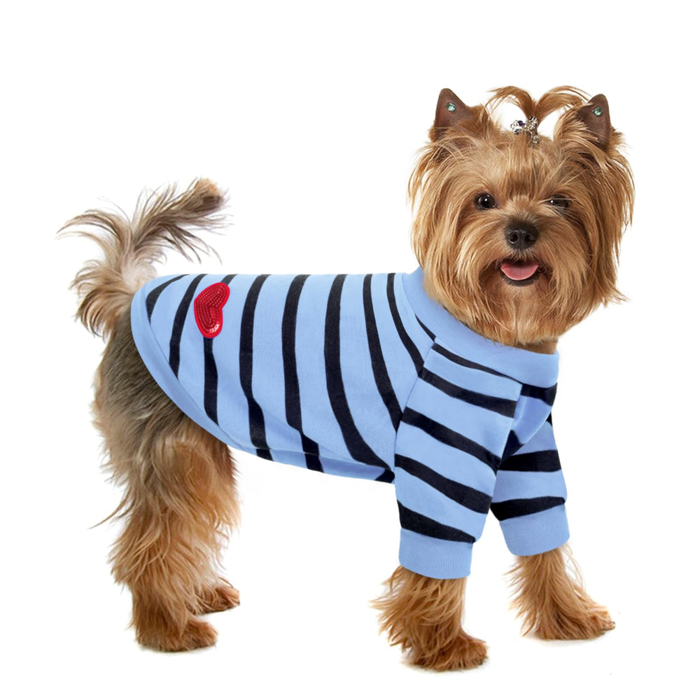 Preferhouse striped t-shirt front view on dog for daily comfort.