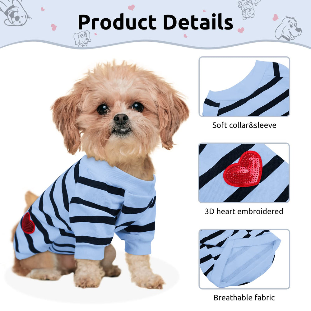 Preferhouse striped t-shirt worn on dog during walk for breathable fit.