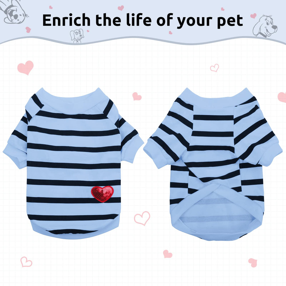 Preferhouse striped t-shirt size chart illustrates XS–XL fit options.