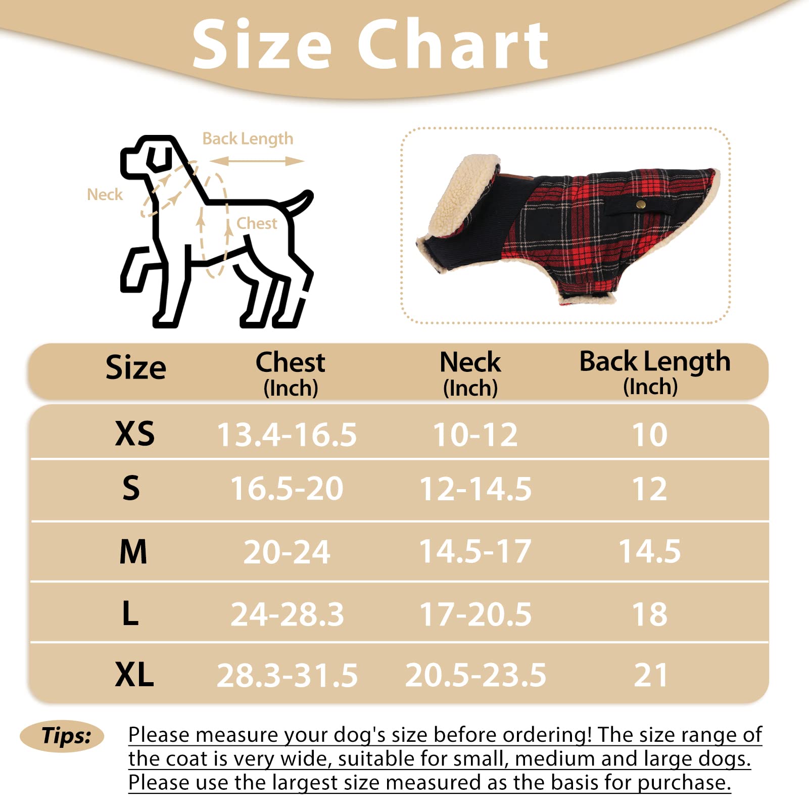 Preferhouse winter coat dog plaid design adds timeless charm.